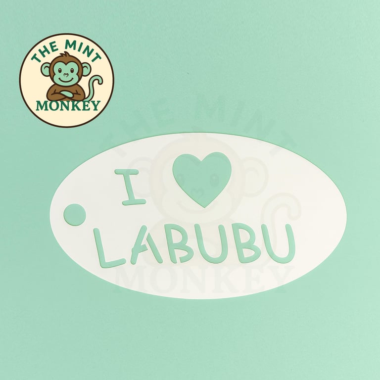 I LOVE LABUBU - Face Paint Stencil - Kids Party - Reusable - cake decorating - M