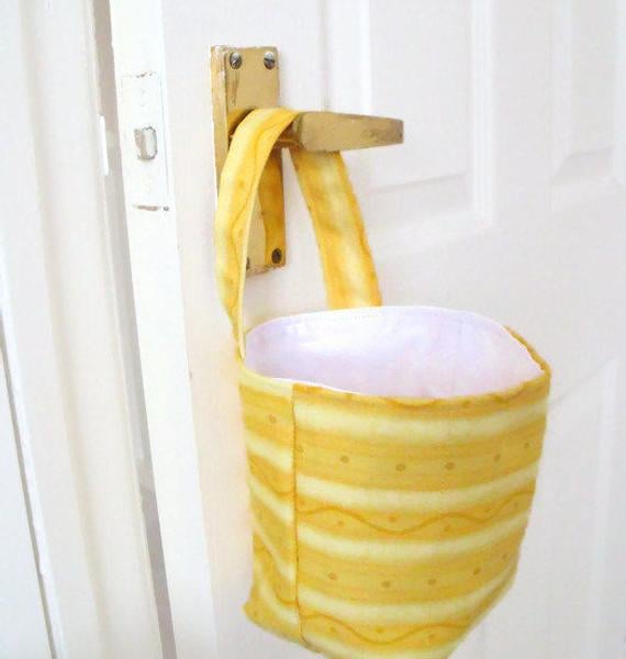 door handle storage bag or gear stick bag, yellow wave fabric