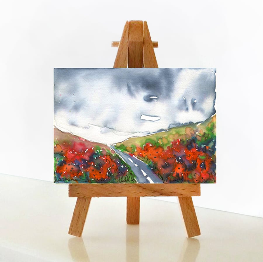 'The flowers way' - ACEO Original Mixed Media Painting