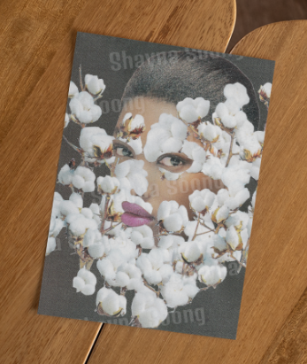 'Gossypium' card printed from handmade collage 