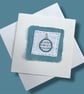 Hand embroidered Christmas card with a shiny blue and silver beaded bauble - Image 6