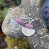 silver and dusky lilac lepidolite earrings Ulu tribal blade