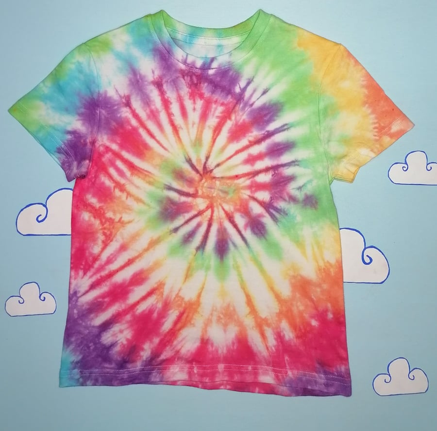 Kids Rainbow Tie Dye T-shirt  age 6-7