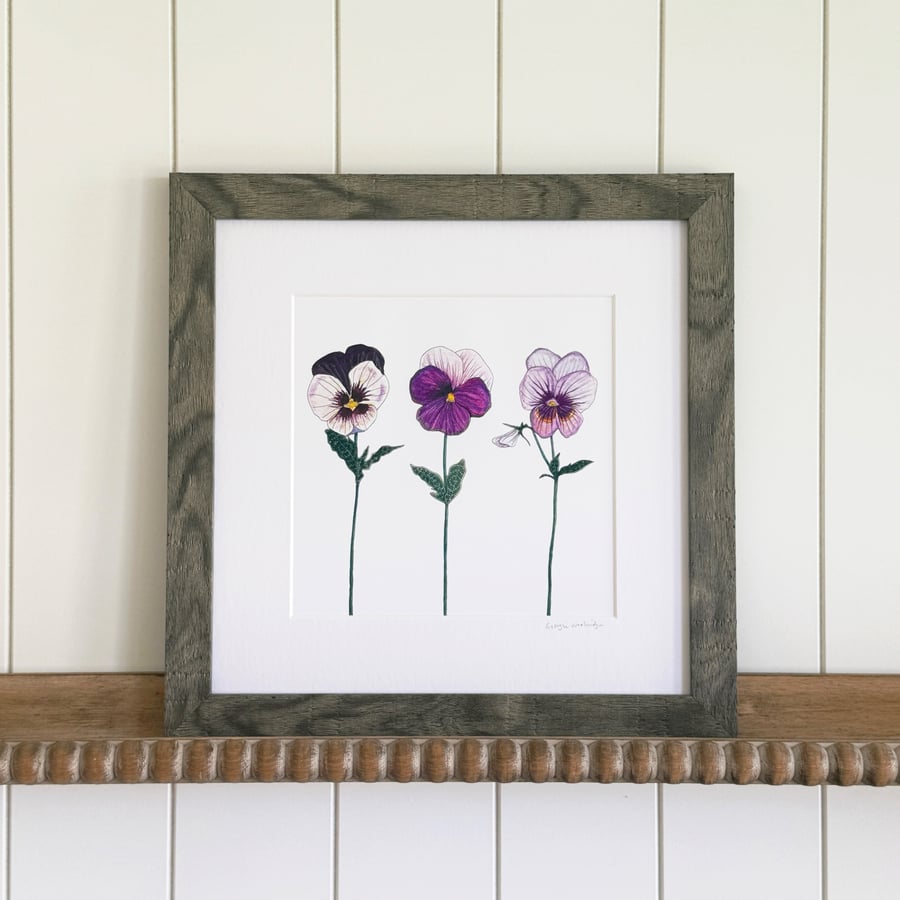 'Violas' Framed Print 12" x 12"