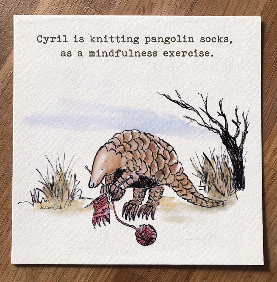 'Cyril the Knitting Pangolin' - Signed Giclée Art Print