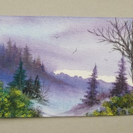 original small format art watercolour landscape painting  ( ref F 709 A7 )