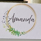 Personalised Wedding Place Cards  Botanical Gold Ring Design Table Name Cards