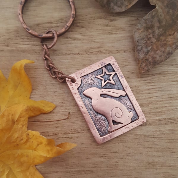 Star Gazey Hare Copper Keyring