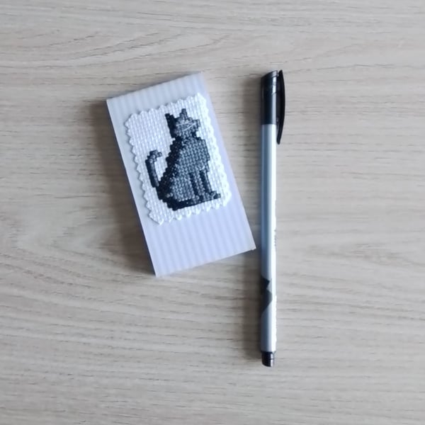 Cat Notebook, Black Cat, Mini Notebook, Cat Gifts, Mini Notepad - Stripes
