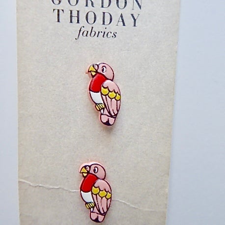 Parrot buttons, vintage buttons, pink parrots - Folksy