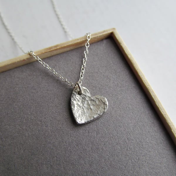 Tiny Textured Silver Heart