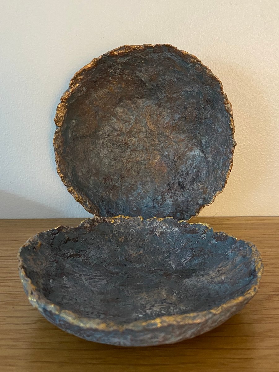 Faux stone decorative paper mache trinket dishes