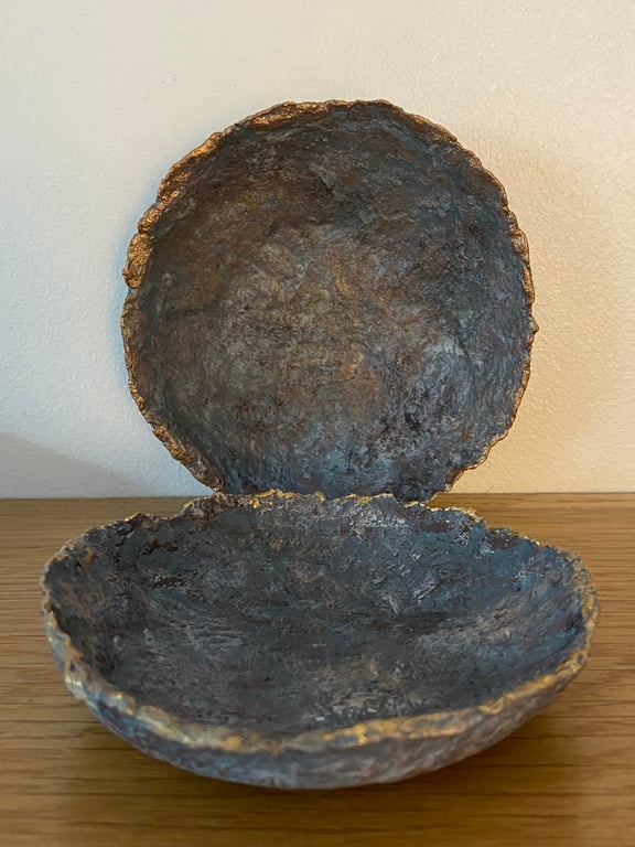 Faux stone decorative paper mache trinket dishes