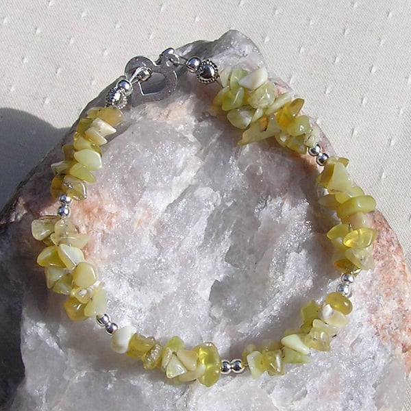 Yellow Opal Crystal Gemstone Chakra Bracelet "Goldilocks"