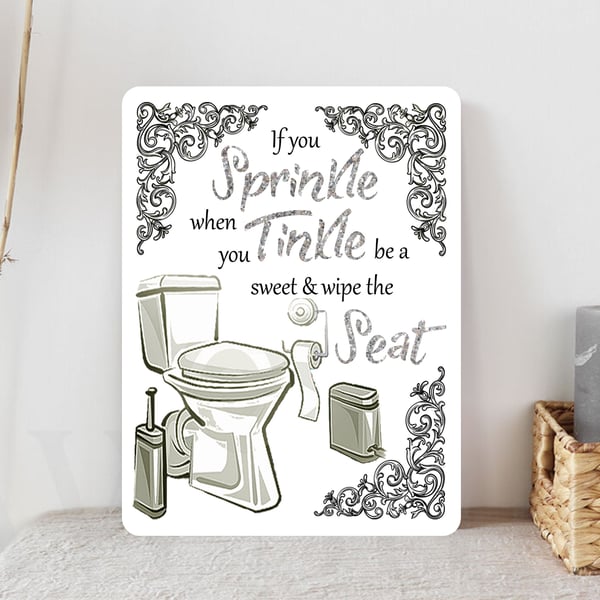 Funny Metal Toilet Sign Sprinkle when you Tinkle Bathroom WallDoor Plaque Gift