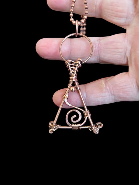 Solid Oxidised Copper Pendant  - 18” Ball Chain