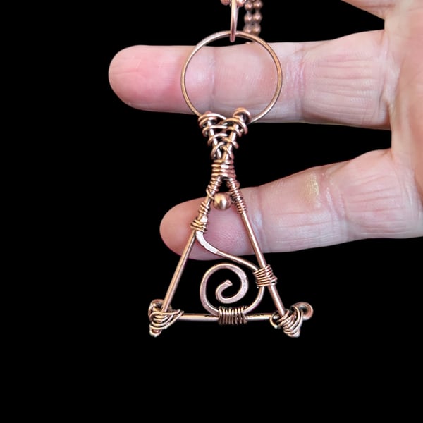 Solid Oxidised Copper Pendant  - 18” Ball Chain