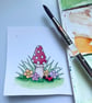 Toadstool & Flowers - Original Framed Mini Watercolour Artwork - Image 6