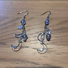 Silver moon and star earrings 