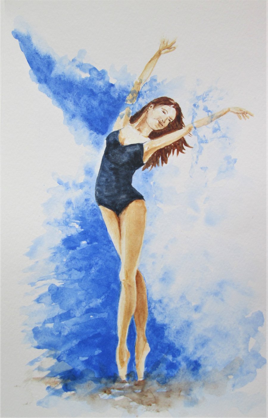 Ballerina dancing girl. Original Watercolour Painting.