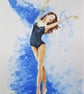Ballerina dancing girl. Original Watercolour Painting. - Image 1