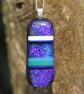 Handmade Blue and purple dichroic banded pendant, fused glass necklace  SKU F38 - Image 10