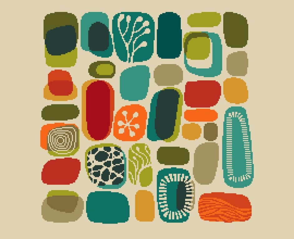 165 - Mid Century Modern Lava Squares  - Cross Stitch Pattern