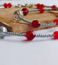 Ruby Red Glass Bead and Grey Seed Bead Necklace - Image 1