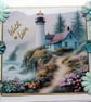 Lighthouse Coastal Scene - Hand Crafted Decoupage Greeting Card - With Love 3280