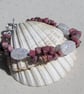 SALE Rhodonite & Crackled Clear Quartz Gemstone Bracelet "Water Lily Dew" - Image 5