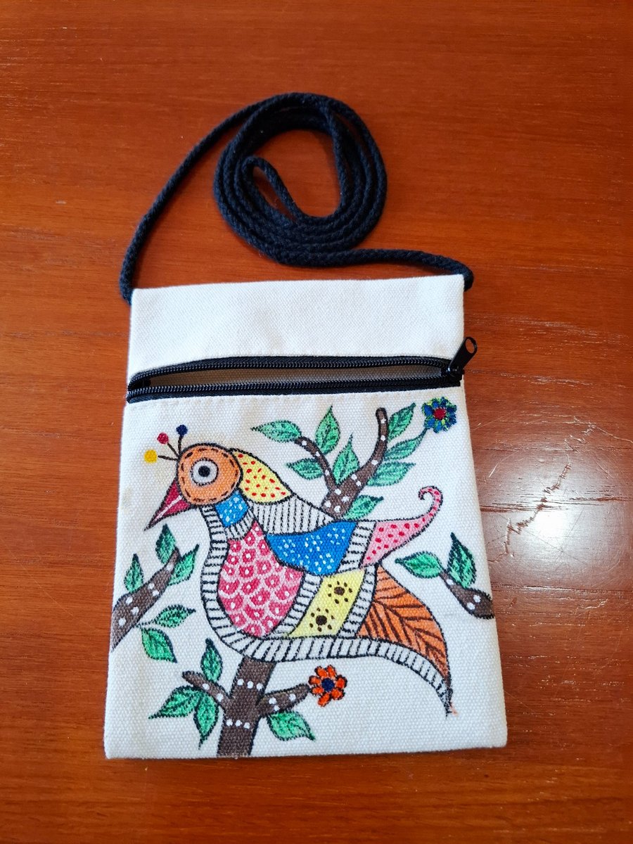 Handpainted crossbody tote bag 
