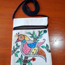 Handpainted crossbody tote bag 