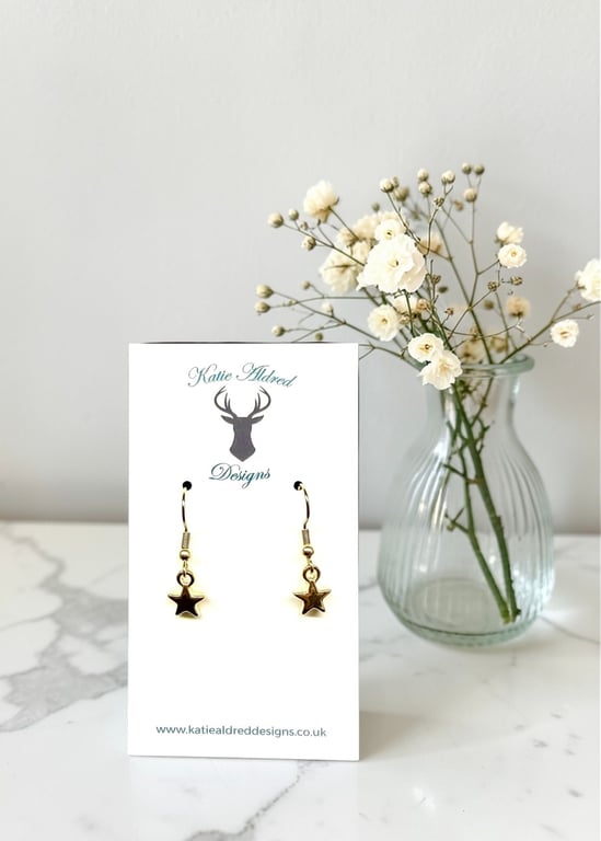 Charm Earrings - 3D Gold Star