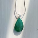 Drop of colour glass necklace emerald green 