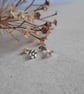 Teeny Tiny Silver Bee and Flower Mismatched Stud Earrings - Oxidised Silver - Image 3