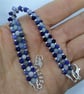 Genuine Aquamarine and Sodalite Bracelet, Blue Gemstone Handmade Bracelet 6-8 in - Image 2