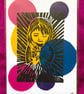 Bubble Girl - Heart of light A5 lino print - Image 2