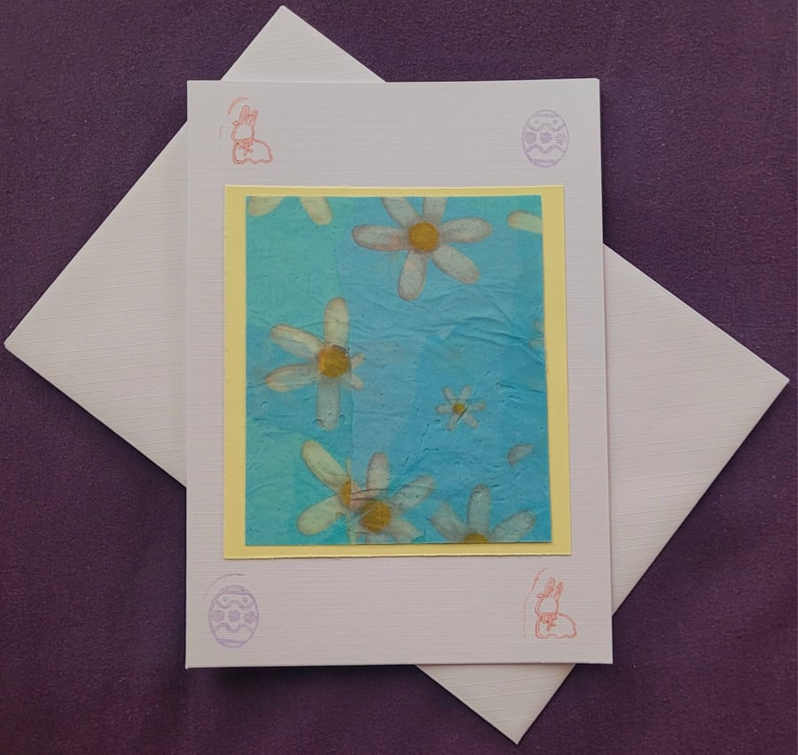 Spring themed handmade blank card with white envelope 