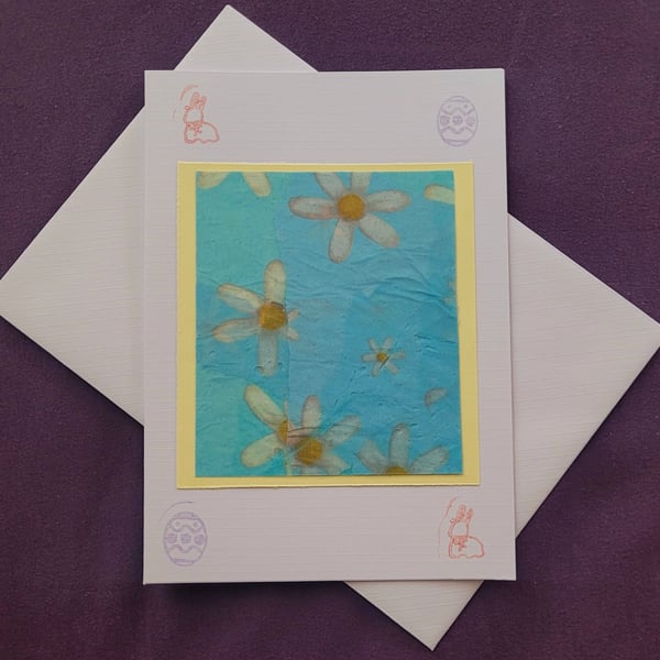 Spring themed handmade blank card with white envelope 