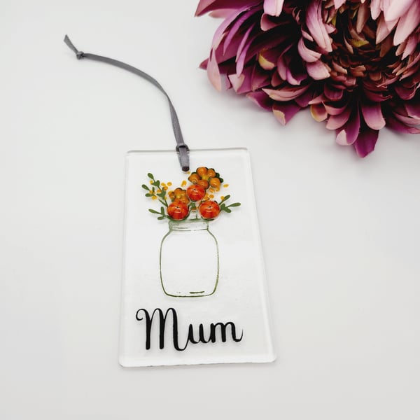 Fused Glass Floral Suncatcher for Mother's Day