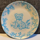 Decorative Hand Painted Plate Vibrant Blue Colour Nature Inspired 
