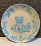 Decorative Hand Painted Plate Vibrant Blue Colour Nature Inspired 