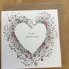 ‘On your Anniversary’  floral heart Greeting card  