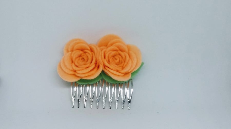 Peach Flower Hair Comb, Wedding Autumn Hair Accessory 