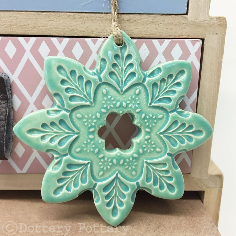 Ceramic flower hanging decoration Pottery Flower Folk art garden decoration 