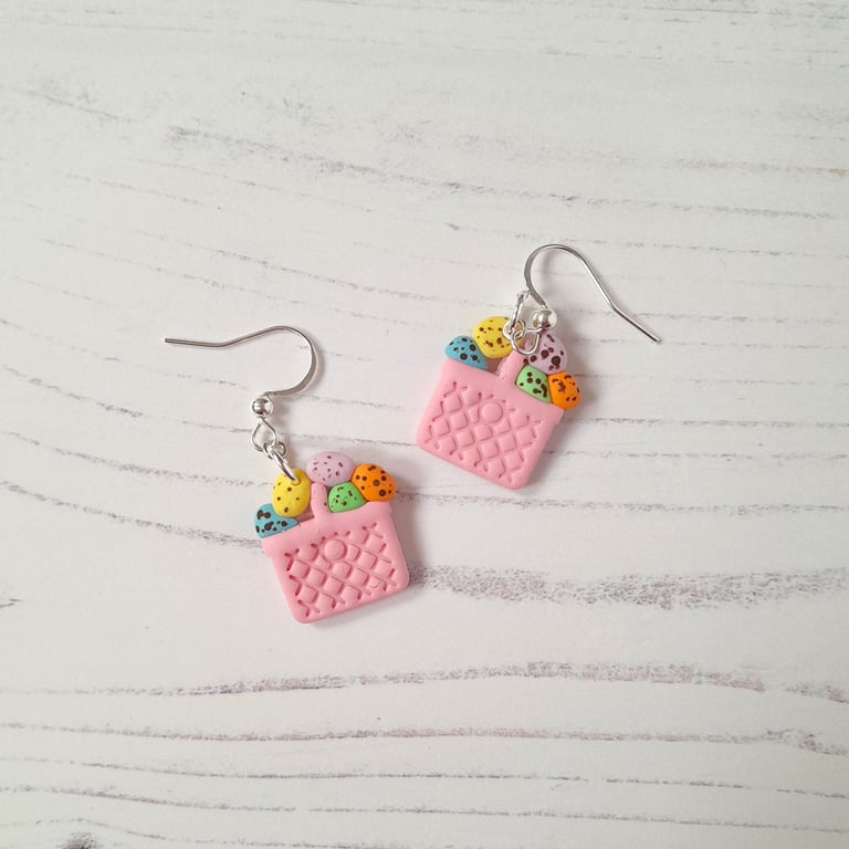 Easter Basket with eggs earrings