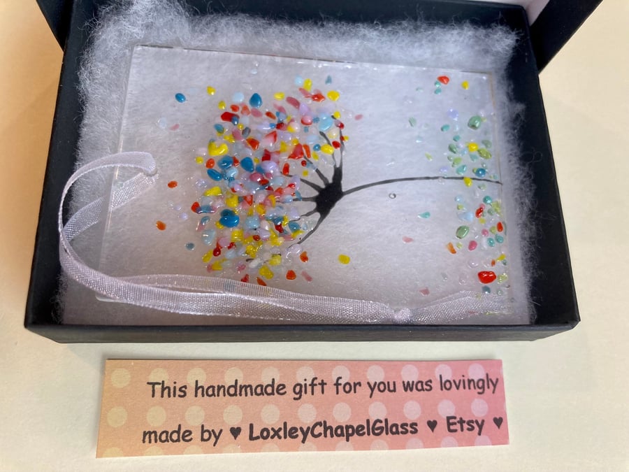 Little whimsical 3 Fused glass opaque Rainbow Jewels Flower Sun catcher