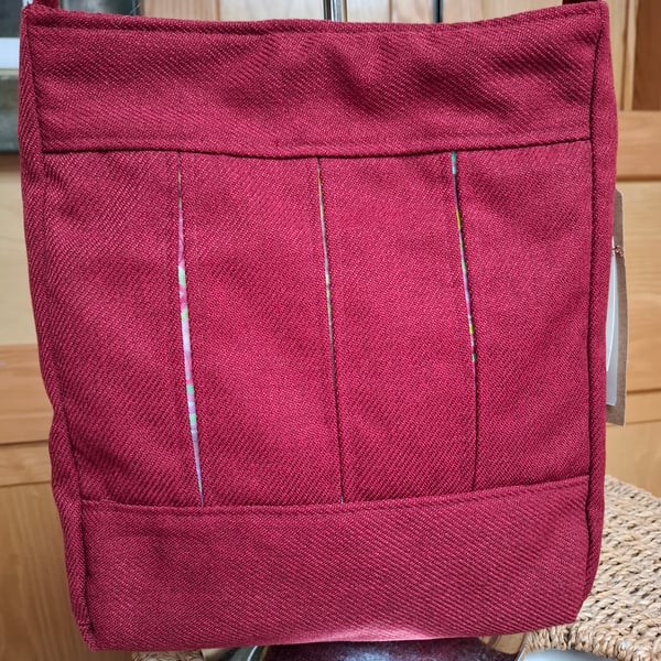 Red twill box pleat bag