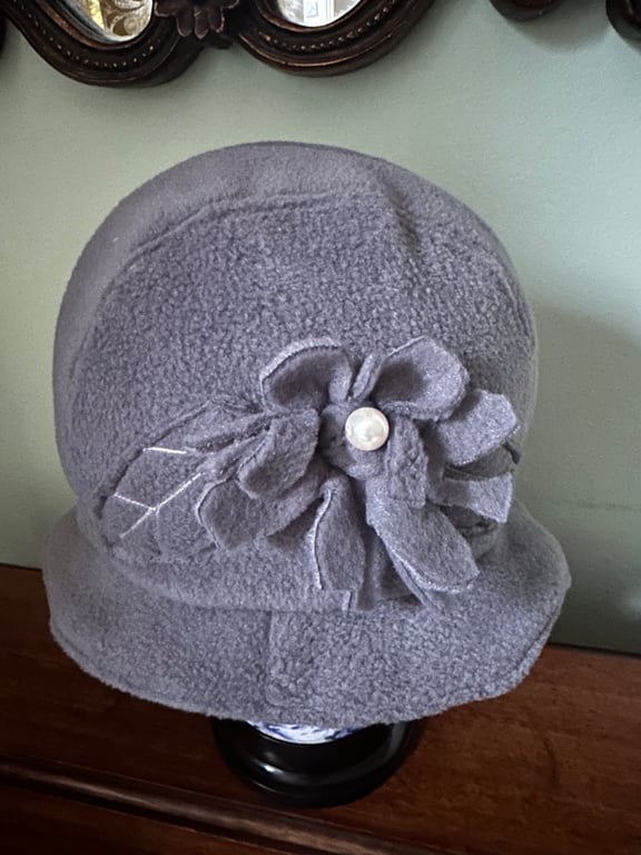 Grey Fleece Cloche Hat