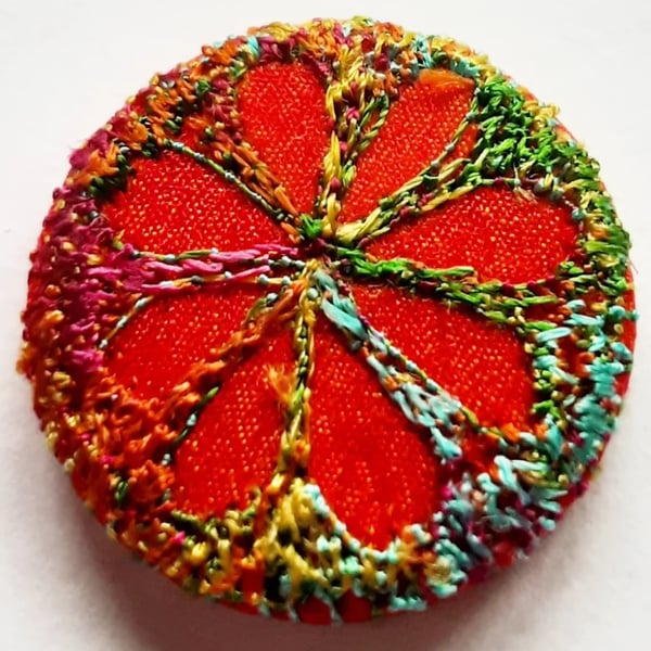 Buttons 1 inch button Hand Dyed Silks and Cottons Free Machine Embroidery Button